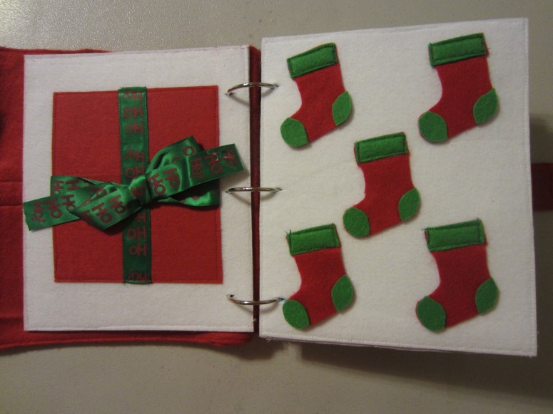 christmas quiet book present stockings page