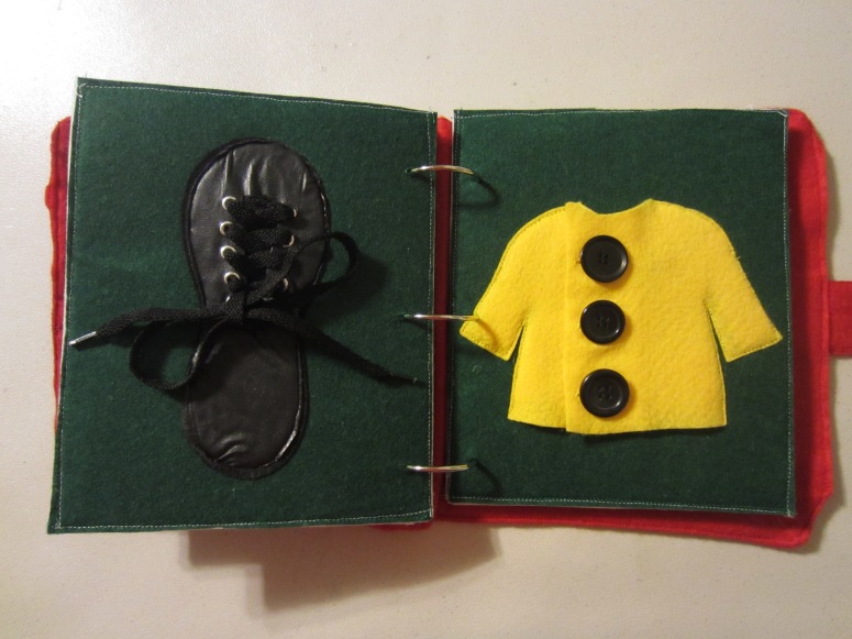 christmas quiet book boot coat page